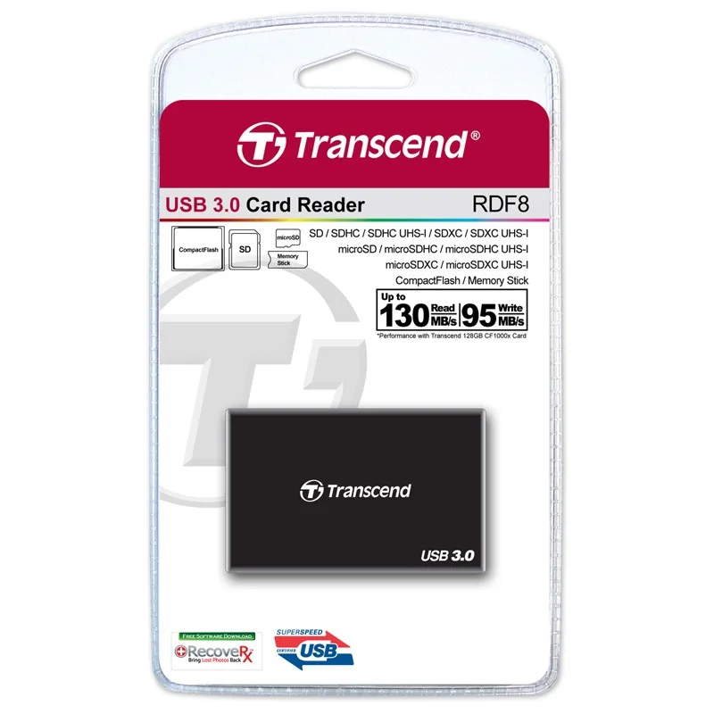 Высокоскоростной кардридер Transcend все в 1 USB 3 0 MS TF/SD адаптер для карт SDHC/ SDXC/ microSDHC/