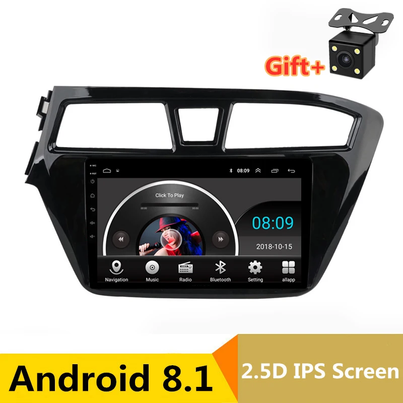 1" 2.5D ips Android 8,1 Автомобильный мультимедийный dvd-плеер gps для hyundai elite i20 аудио Радио стерео навигации