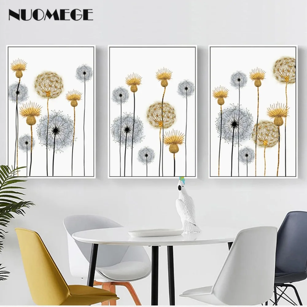 NUOMEGE Nordic Abstract Dandelion Wall Art Picture For Home Decoration Beautiful Flower Canvas Posters and Prints Modern Decor