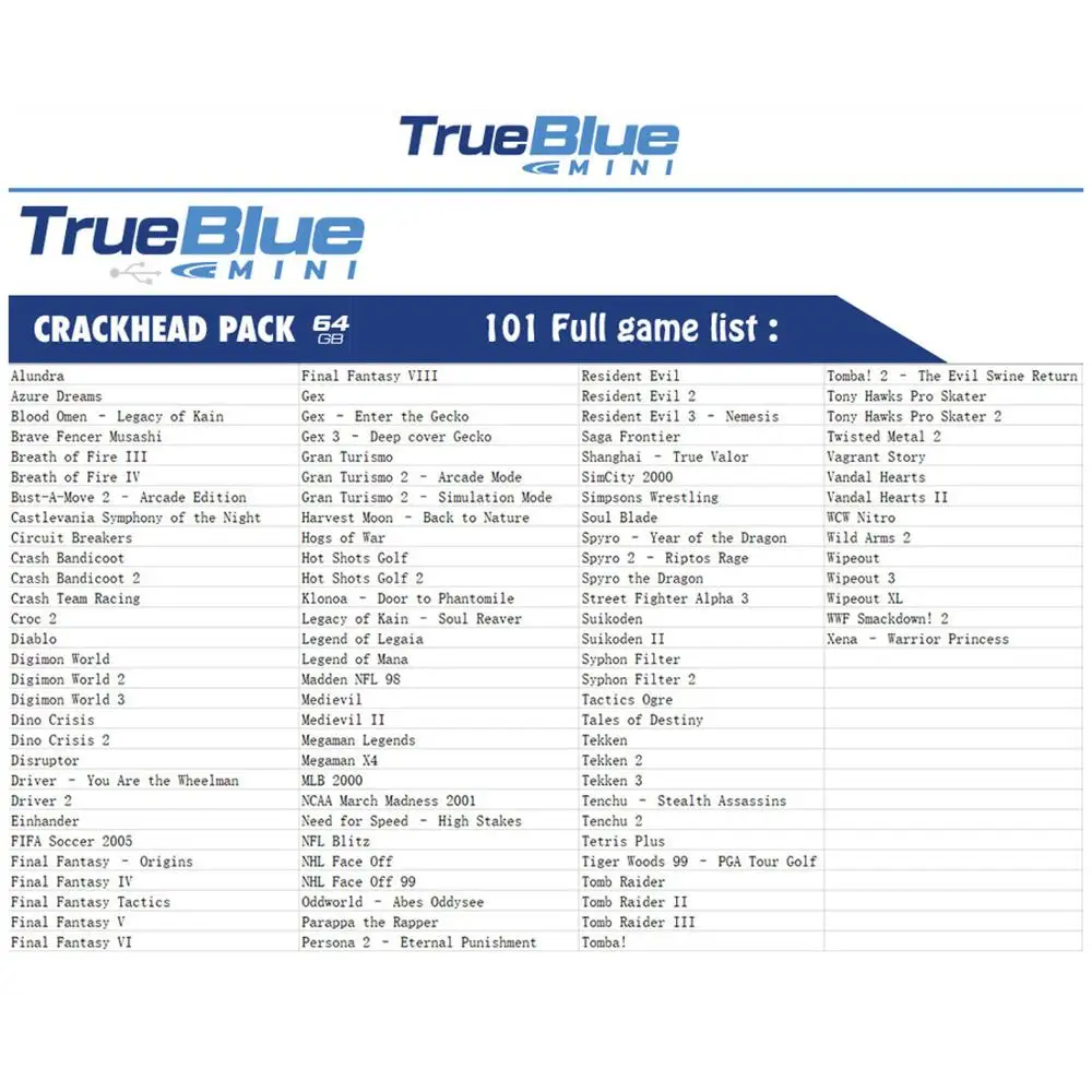 True Blue Mini Crackhead Pack 101 игр/Meth Pack 101 игр/32G Fight Pack 58 игр для playstation классические игры и аксессуары