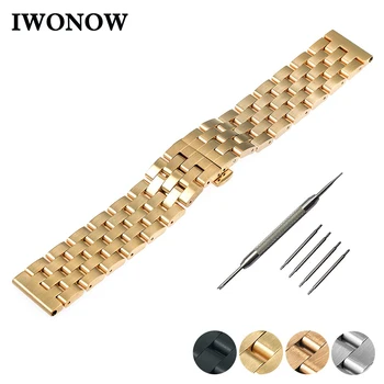 

Stainless Steel Watch Band 22mm for Asus ZenWatch 1 2 Men WI500Q WI501Q Butterfly Buckle Strap Wrist Belt Bracelet + Spring Bar