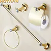 Stainless Steel Gold Color Bathroom Hardware Set Towel Rack Toilet Paper Holder Towel Bar Hook Bathroom Accessories Set Dropship ► Photo 1/6