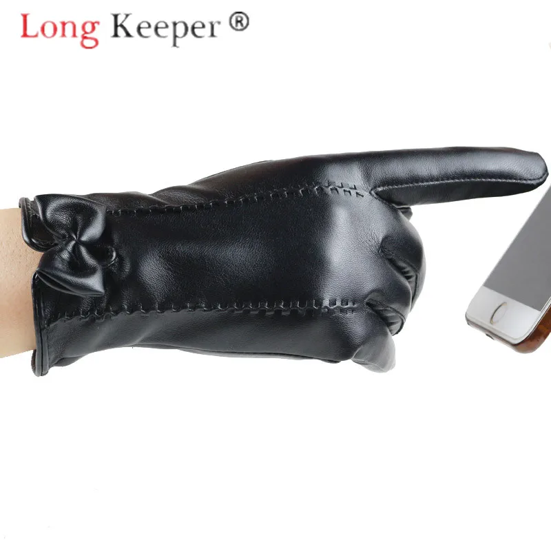 Перчатки Long Keeper Для женщин с сенсорным экраном из искусственной кожи Варежки с Guant Водонепроницаемый теплые кофточки с длинными рукавами на открытом воздухе в байкерском и жоккейском тенденция