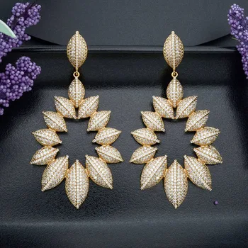 

ModemAngel Exquisite Geometric Super AAA Cubic Zirconia Earrings Copper Women Wedding Bridal Party Accessories