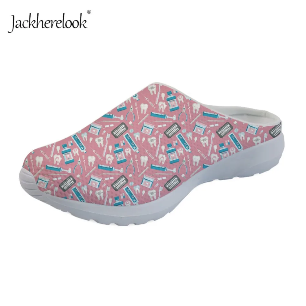 

Jackherelook 2019 Women Air Mesh Beach Slippers Dental Equipment Print Sandals Casual Female Ladies Flat Platform Beach Shoes
