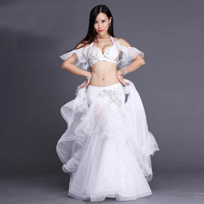 2018 Professional Belly Dancing Costumes Set Performance Diamond 2PCS Bra Skirt