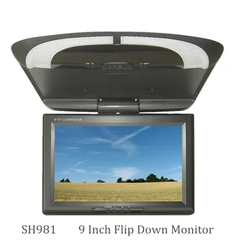 

9 inch bus/car/taxi TFT LCD roof Mounting AV Monitor for DC 36V dual video inputs Black color SH981
