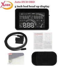 W03 4 Дюймов Автомобиля HUD Head Up Цифровой ЖК-Дисплей OBD II Голосовой интерфейс/Скорость/Температура Двигателя/КМ/ч & MPH Превышение Скорости предупреждение