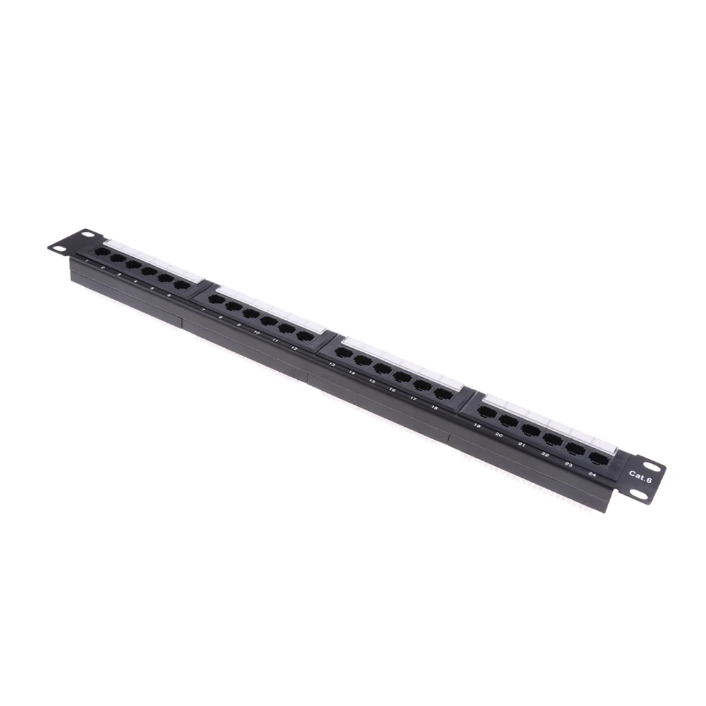 24 Port Cat6 19''/1U Unshielded Rackmount Ethernet Network Patch Panel 