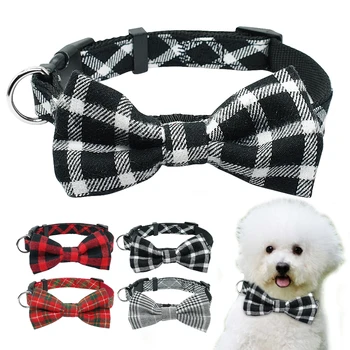 

Bownot Dog Collar Plaid Cat Dog Collars Breakaway Small Dog Collar for Small Dog Puppy Kitten Pets Chihuahua Toy Poodle