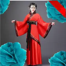 Древний китайский костюм Тан ханьфу, косплей, народный танец, женская одежда, красный костюм ханьфу, длинное платье