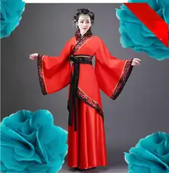 Древняя китайская костюм Тан костюм Hanfu Косплэй народный танец Для женщин одежда костюм красный Hanfu длинное платье