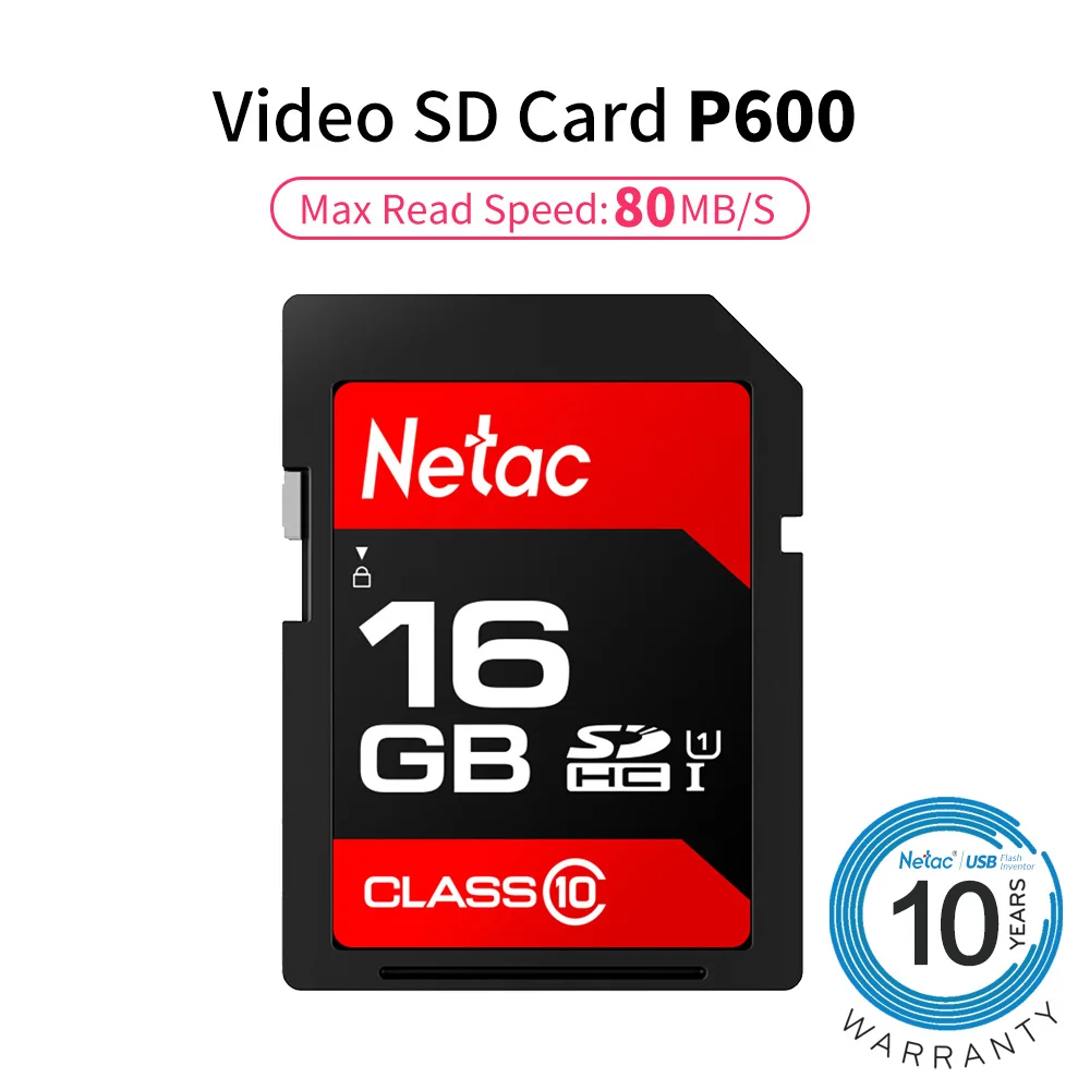 Netac P600 SD карта 16 ГБ 32 ГБ 64 Гб 128 Гб Full HD видео карта класс 10 SDcard 16 32 64 128 Гб карта памяти для камеры портативного устройства - Емкость: 16GB