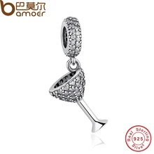 Copa de vino de La Noche, Clear CZ Perlas y Charms Fit Original BME PAS110 Pulsera Collar DIY de La Joyería de Plata