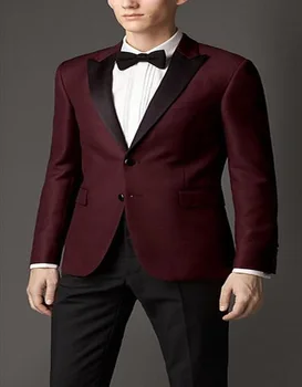 

2017 Temperament Style Tailor Made Two Pieces Pesked Lapel Three Pockets One Button Party Stage Clothing (jacket+pants+bow Tie)