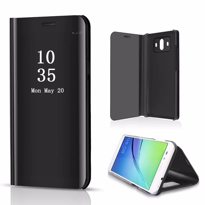 

Plating Mirror Case For Samsung S10 S9 S8 Note9 Smart View Flip Stand Cover For iphone XS Max Huawei Mate 20 Lite Huawei P30 Pro