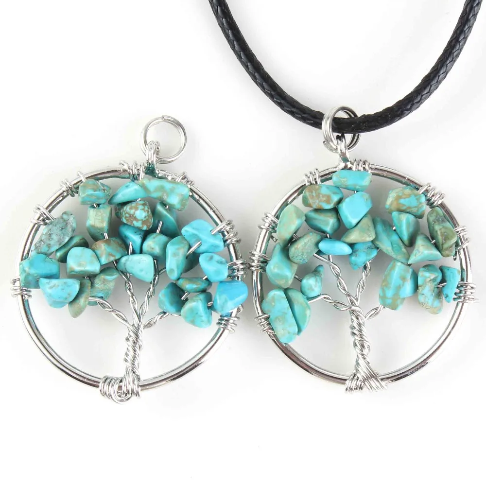 Natural Gnergy Gemstone~ Silver Plated Wire Wrapped Tree Of Life Healing Crystal Quartz Purple Amethysts Round Chakra Reiki Stone Pendant Necklace 24 AA00409005912c