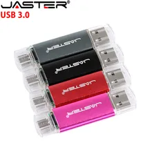 JASTER Fast Speed USB 3.0 OTG Pen drive 64GB Metal USB Flash Drive 128GB 32GB 16GB 8GB Double Use Pendrive Flash Drive