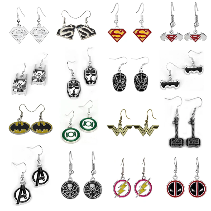 

30 Styles Movie Jewelry Earring Justice League Superman The Avengers Wonder Woman Super Hero Earring for Fans Gift Dropshipping