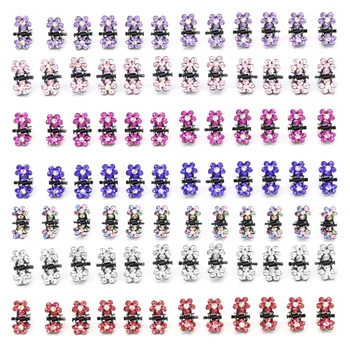 

12pcs/1Pack Crystal Rhinestone Flower Mini Hair Claws Clips Pin Clamps Girls Sweet