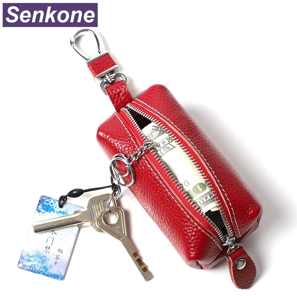 

100% Genuine Leather Women& Men Key Wallet Unisex Car Key Holders Fashion Key Case Female Housekeeper Holder Chain Organizer Bag