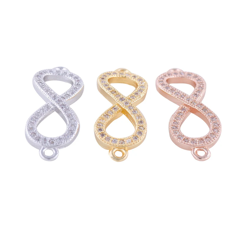 

Jewelry Accessory Zircon Letter 8 Infinity Charms For Bracelet Jewelry Making Copper Micro Pave Connector Charms Bijoux Berloque