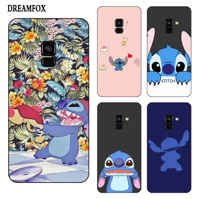 P210 Stitch Cartoon Black Silicone Case Cover For Samsung Galaxy J2 J3 J4 J5 J6 J7 J8 Pro Plus Prime 2018 2017 |