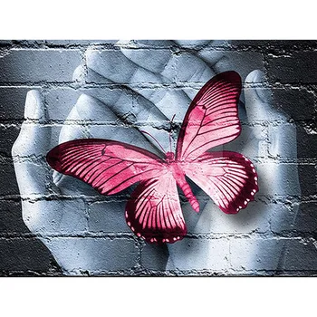 

Butterfly Stop On Hand Diamond Embroidery Cross Stitch Crystal Full Square Diamond Sets Unfinish 3d Diy Diamond Painting KBL