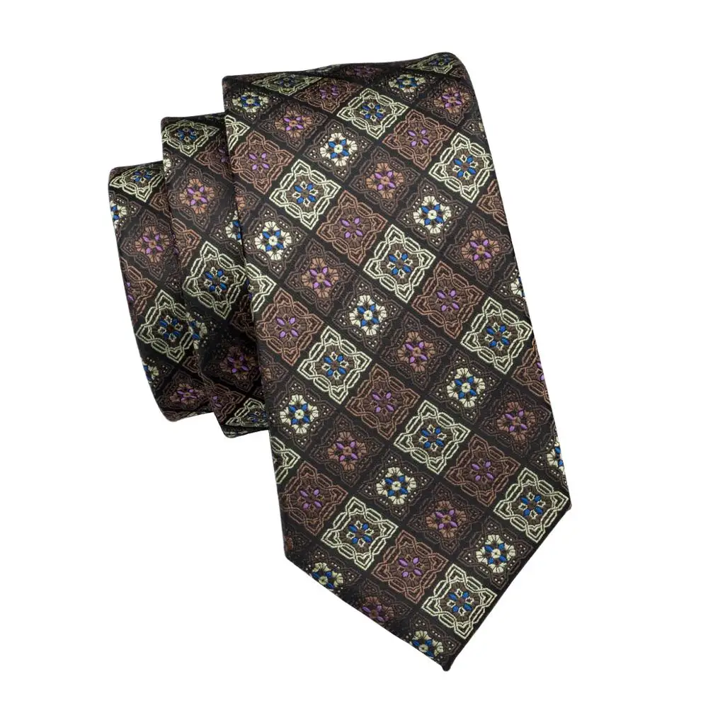 LS-1698 Barry. Wang мужской галстук Набор Шелковый Gravata коричневый новинка галстук носовой платок запонки галстуки для мужчин свадебный бизнес