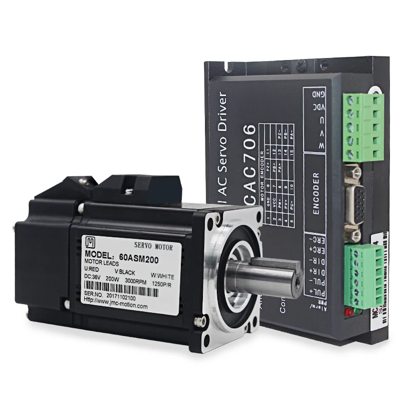 Оригинальный JMC 60ASM200 + MCAC706 200 Вт 36 В постоянного тока 0.64N.m NEMA24 Экономичный комплект