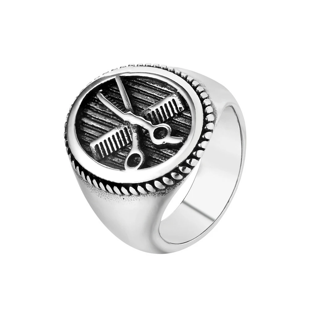 

Drop Shipping Size 7~12 Silver color Cool Barber Scissors Ring 316L Stainless Steel Jewelry Hairdressing Tools Style Ring