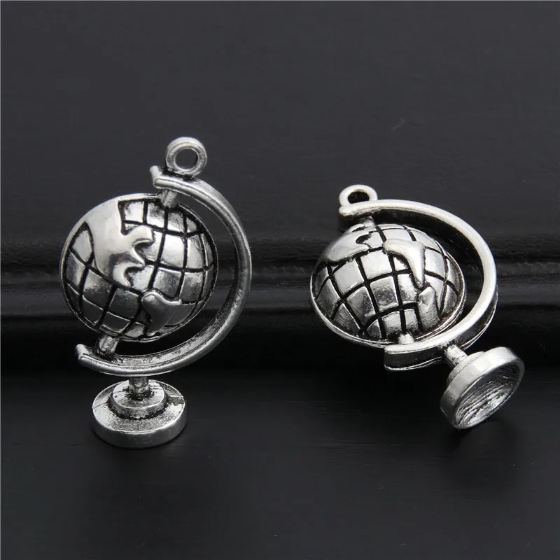 

10pcs Antique silver cute globe Travel earth charms Pendant For Jewelry Accessories DIY Making Wholesale 17x29mm A2969