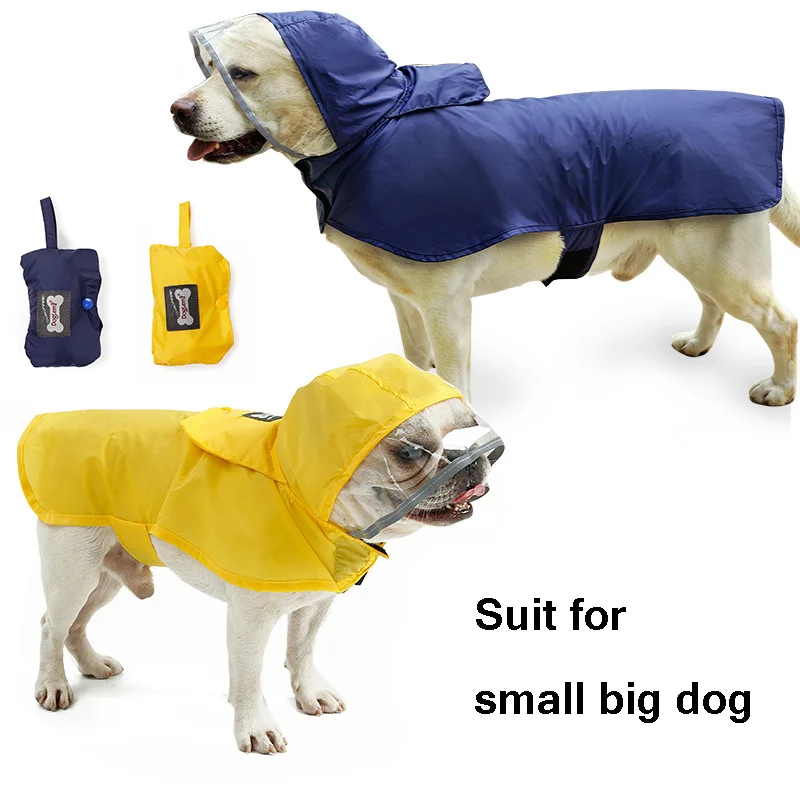 Thin Small Big Large Dog Raincoat Rainsuit Waterproof Dogs Cat Pet Rain