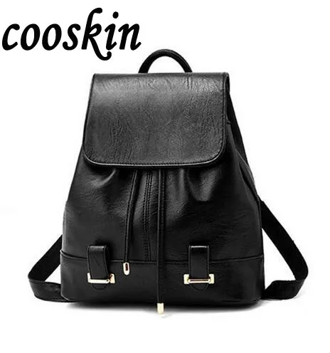 Women backpack School Bags For Teenager Girls Ladies Pu Leather Backpack Women Black Knapsack Female Cool