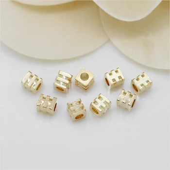 

20PCS 3x3.5MM 24K Champagne Gold Color Plated Brass Square Beads Bracelet Beads High Quality Diy Jewelry Accessories