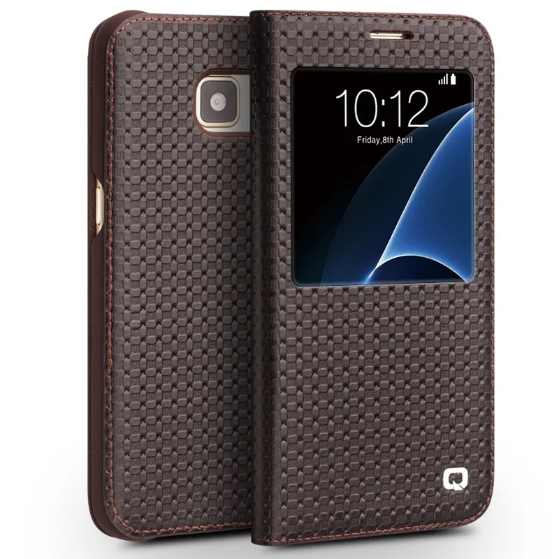 bilder für Für Galaxy S 7 Phone Cases QIALINO für Samsung Galaxy S7 SM-G930 Shell Grid Genuine Leather Fenster Anzeigen Smart Phone Abdeckungsfall bilder für Für Galaxy S 7 Phone Cases QIALINO für Samsung Galaxy S7 SM-G930 Shell Grid Genuine Leather Fenster Anzeigen Smart Phone Abdeckungsfall