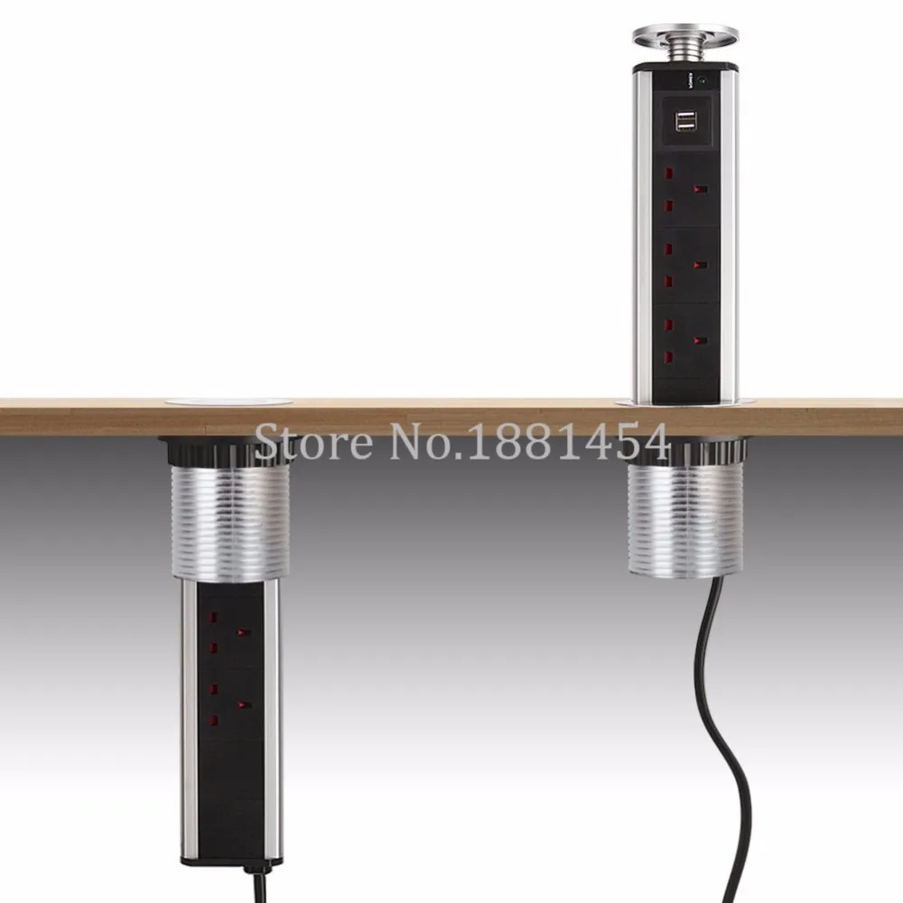 2019 New Chrome Pull Up Pop Up Desk Top Desk Socket Working Table