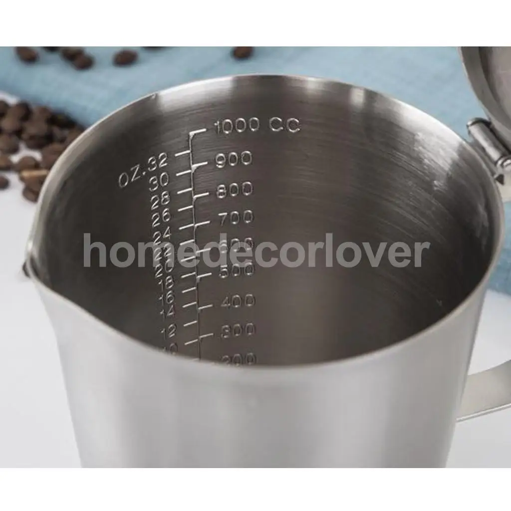 Stainless Steel Coffee Tea Mug Cup with Lid and Graduation with Handle Hot Tea Milk Vacuum Cup 500ml - 2000ml