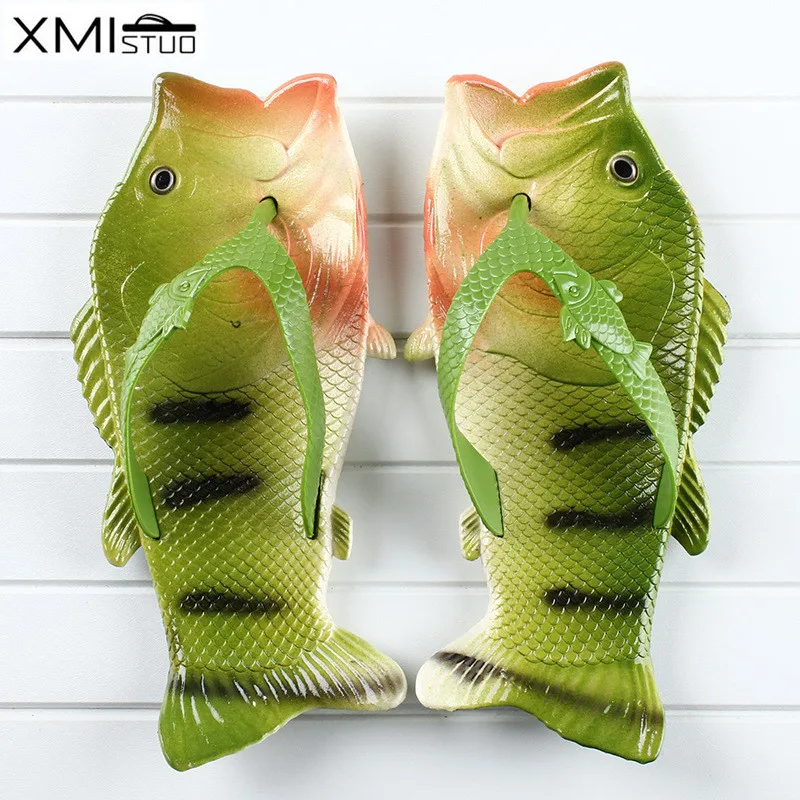 

XMISTUO 3D large size funny shoes new shoes fish parent-child simulation fish creative couple beach shoes sandals slippers fish