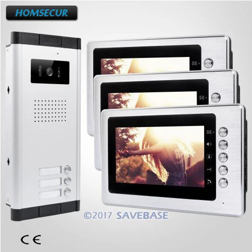 

HOMSECUR 7" Apartment Video Secure Doorbell Intercom with 3pcs Monitors for Secure Home