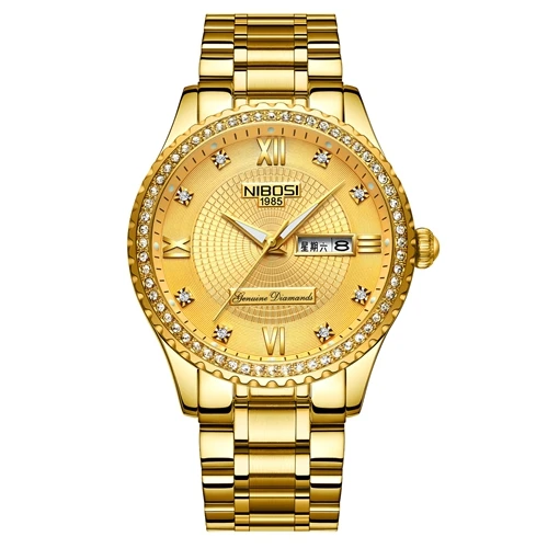 NIBOSI мужские часы Топ бренд класса люкс спортивные водонепроницаемые золотые кварцевые часы для мужчин Reloj модные деловые часы Relogio Masculino - Цвет: F