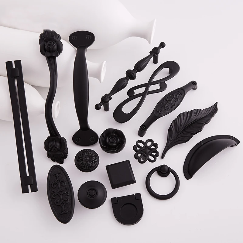 Vintage Personality Handle Cupboard Door Knobs Black Handles