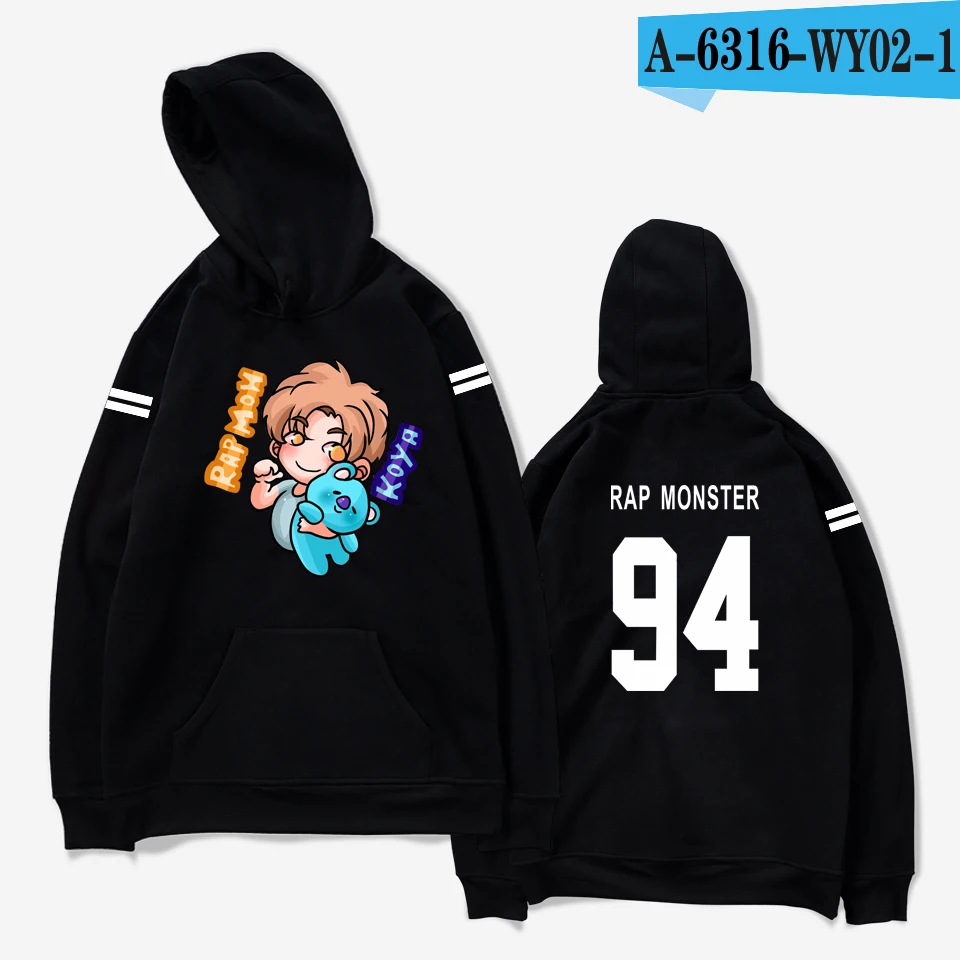 aikooki hoodies women Bangtan Boys Kpop idol Hoodies Sweatshirts Autumn Streetwear Fans Hoodies Cap Casual Clothes Plus Size - Цвет: black