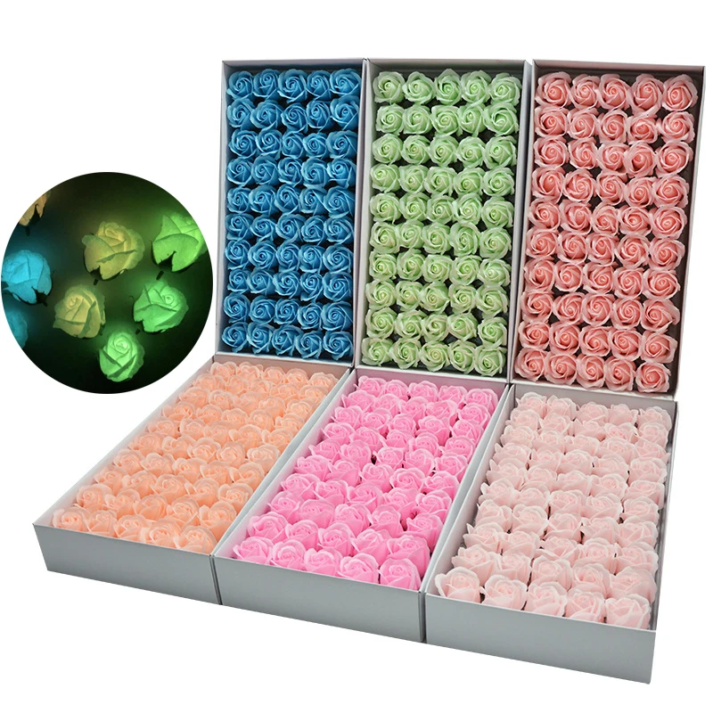 

4.5cm Luminous Rose Soap Flower Head Glow In The Dark Artificial Rose Valentine's Day Gift DIY Wedding Home Decoration