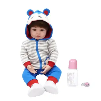 

19in Realistic Reborn Doll Soft Silicone Vinyl Newborn Babies Boy Lifelike Handmade Toy For Children Christmas Birthday Gift