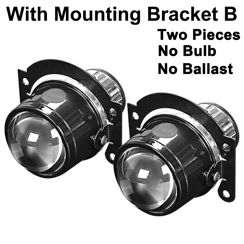 2 pcs with bracket B Металлический 2,5 дюймов Биксенон HID авто-Стайлинг противотуманных фар объектив проектора Hi/Lo универсальная противотуманная фара для автомобиля Модифицированная H11 HID светодиодные лампы - Цвет: 2 pcs with bracket B