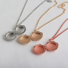 

RJ Newest Fashion Rose Gold Silver Creative Shell Necklaces Pendants Can Opened&Closeed Mermaid Shell Women Girl Gift Choker
