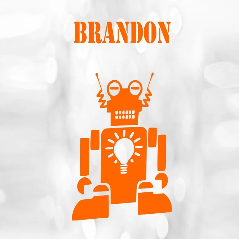 Customized Name Robot Wall Stickers Home Decor DIY Removable Decals Vinyl Kids Room | Дом и сад