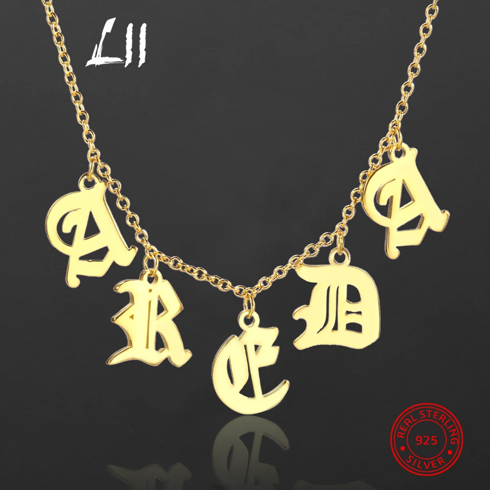 

L11 Old English Custom Names Necklace Gothic Personalized Choker For Women Necklace 925 Silver Customized Jewelry Birthday Gift