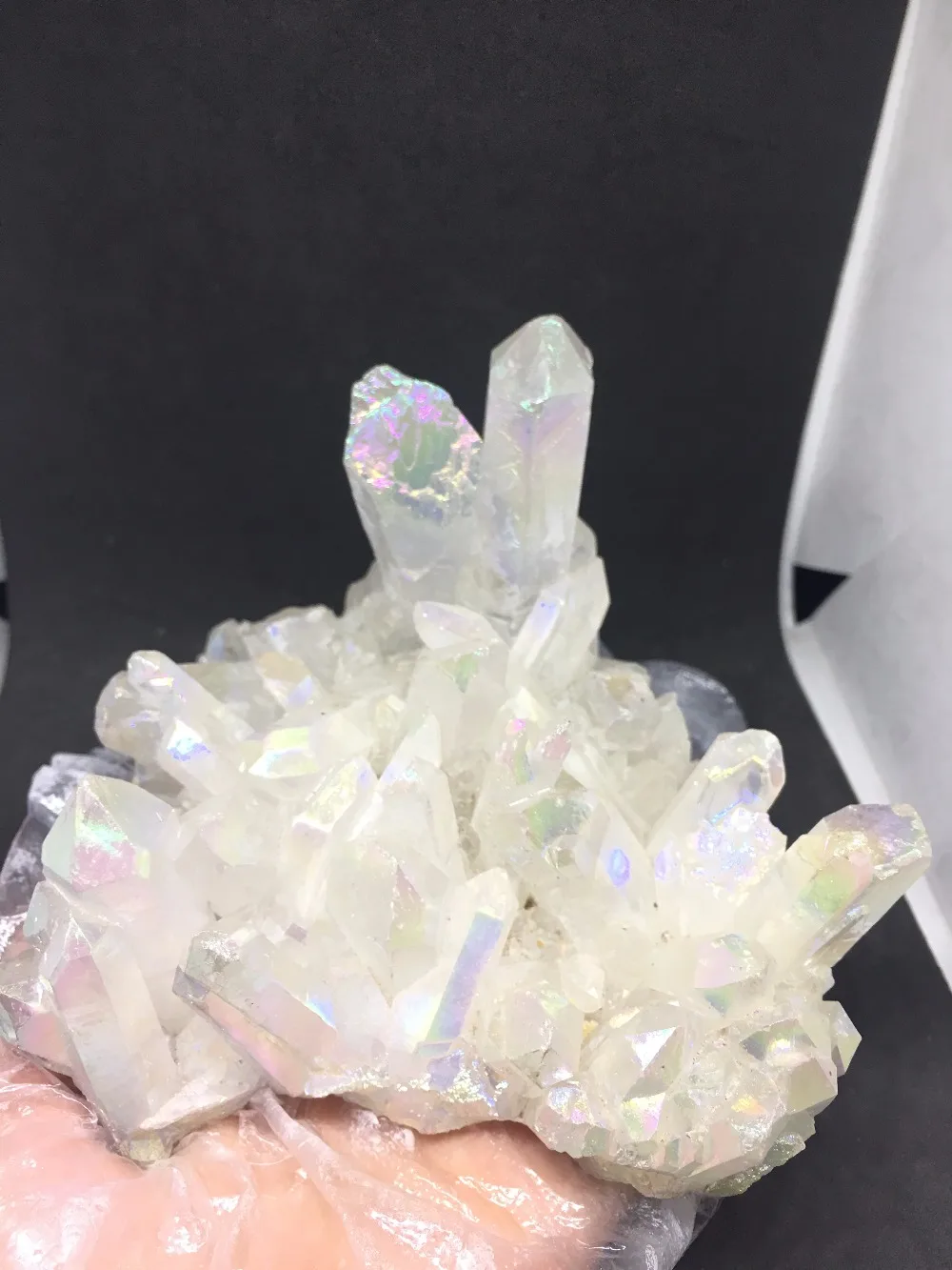 

Natural beautiful reiki quartz crystal bismuth titanium cluster specimen